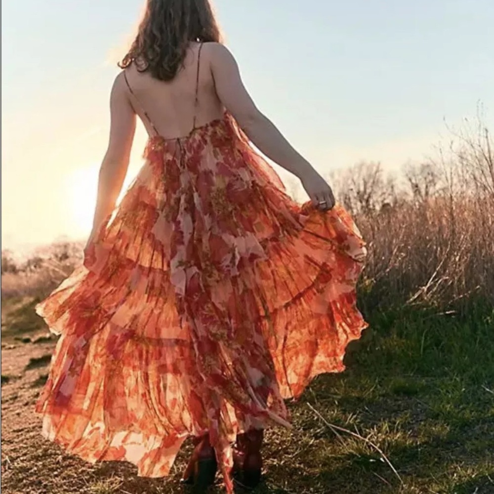 NWOT $398 Free People Magnolia Maxi Floral Tiered Dress Z81-1 - Picture 2 of 2